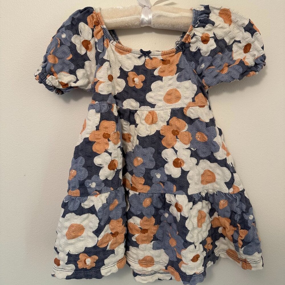 Little Co Flutter Sleeve Blue and Pink Lightweight Floral Shirt